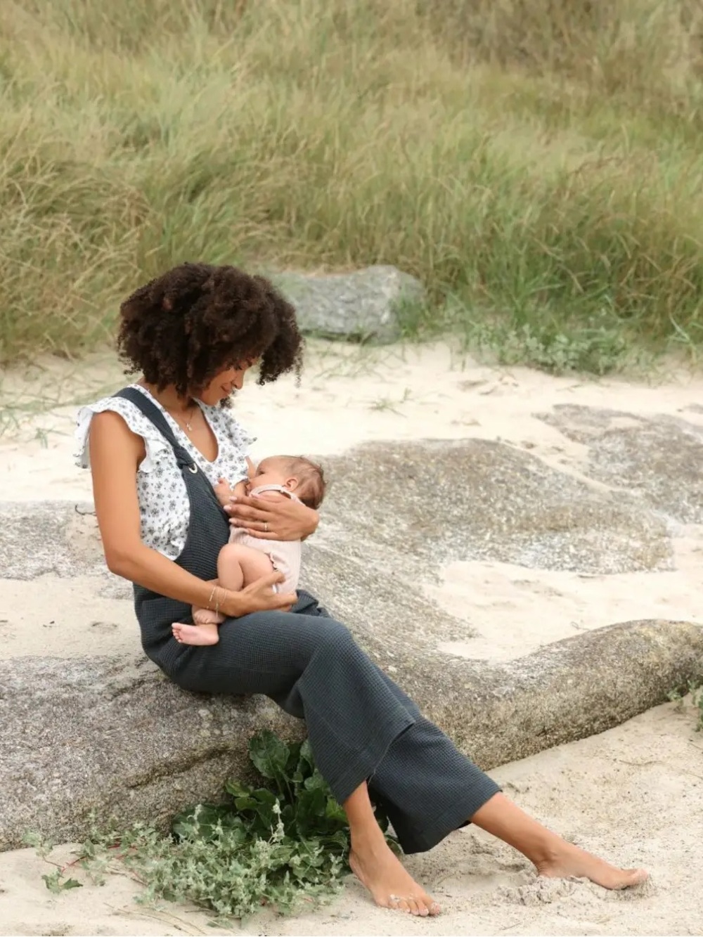 Cache Coeur Black Textured Knit Maternity and Nursing Overalls